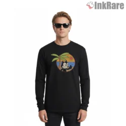 Felix The Cat Tropical Sunrise Beach Shirt on black long sleeve shirt for men graphic tee