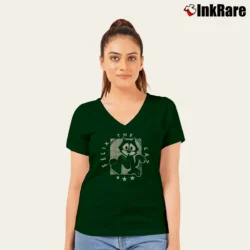 Women’s Felix The Cat V-Neck Tee in forest green | Chic Neckline, Soft Texture