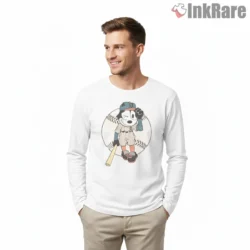Felix The Cat Vintage Baseball Player Shirt on white long sleeve shirt for men graphic tee