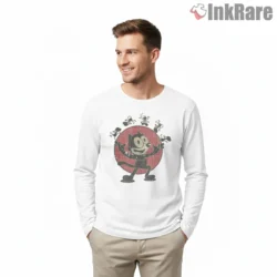 Felix The Cat Vintage Black Cat Circle Shirt on white long sleeve shirt for men graphic tee