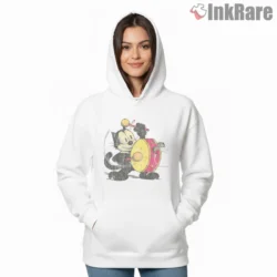 Felix The Cat Vintage Drum Texture Shirt on white hoodie for women graphic tee