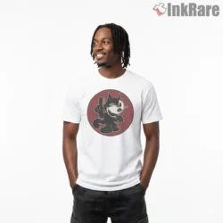 Felix The Cat Vintage Maroon Circle Pose Shirt on white short sleeve shirt for men graphic tee