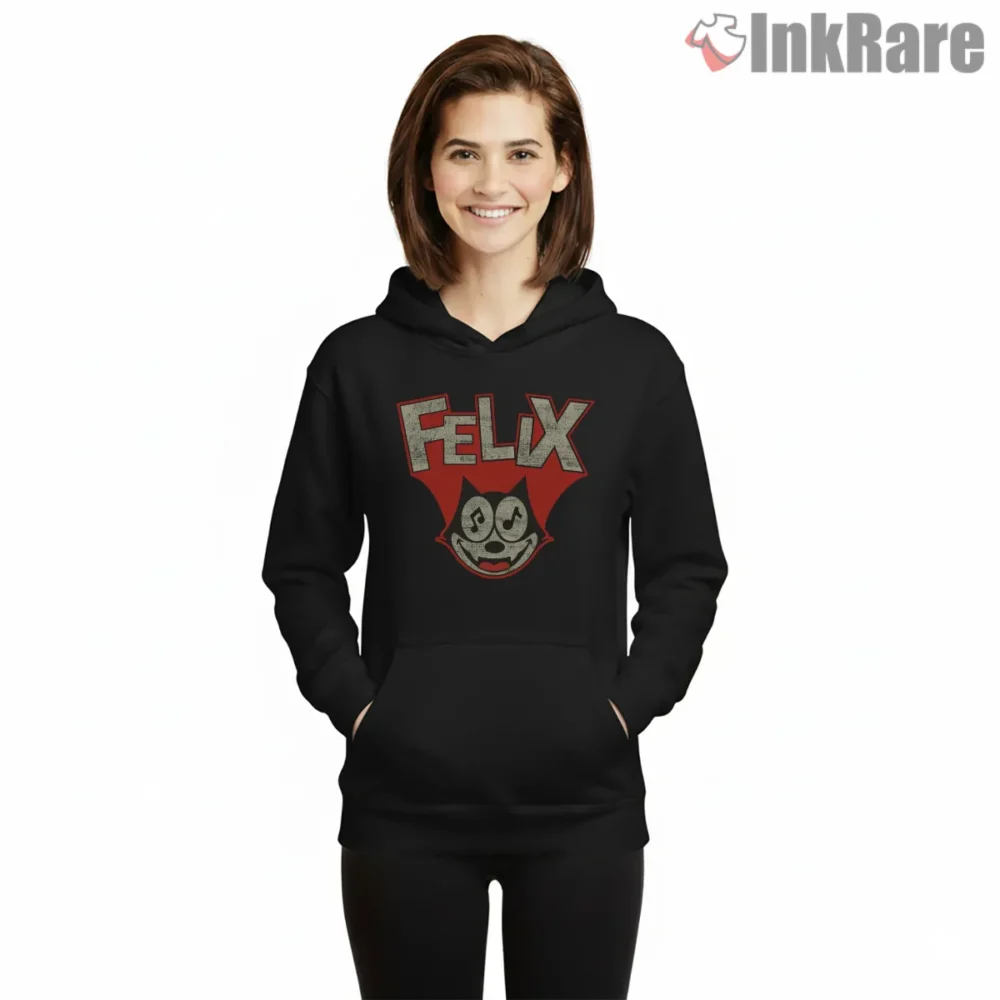 Felix The Cat Vintage Music Eyes Shirt on black hoodie for women graphic tee