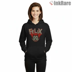 Felix The Cat Vintage Music Eyes Shirt on black hoodie for women graphic tee
