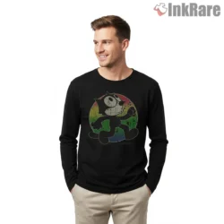 Felix The Cat Vintage Rainbow Walk Shirt on black long sleeve shirt for men graphic tee