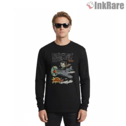 Felix The Cat Vintage Warplane Pilot Shirt on black long sleeve shirt for men graphic tee