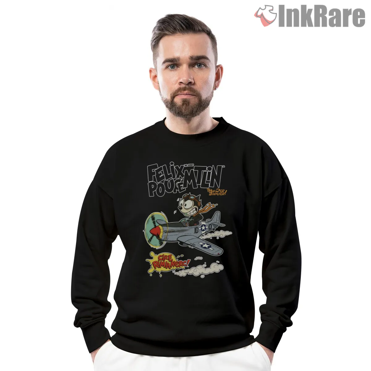 Felix The Cat Vintage Warplane Pilot Shirt on graphic shirt for men graphic tee