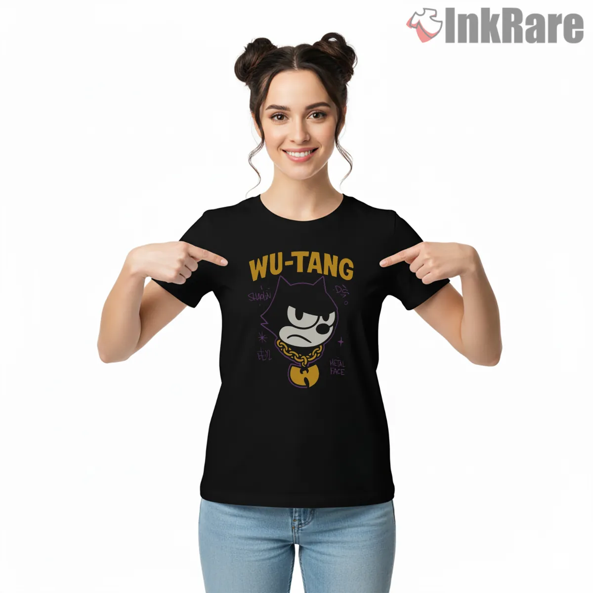 Felix The Cat Wu Style Hip Hop Meme Short Sleeve Black Felix The Cat Wu Style Hip Hop Meme Shirt on black short sleeve shirt for women graphic tee