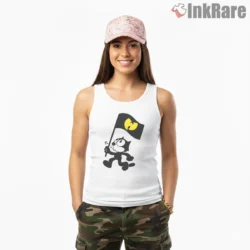 Felix With Wu Flag Cartoon March Shirt on white tank top for women graphic tee