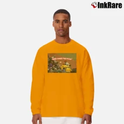 Men’s fenway park here comes the pizza for Red Sox Fans Long-Sleeve Shirt in orange | Sleek, Lightweight, Year-Round Wear