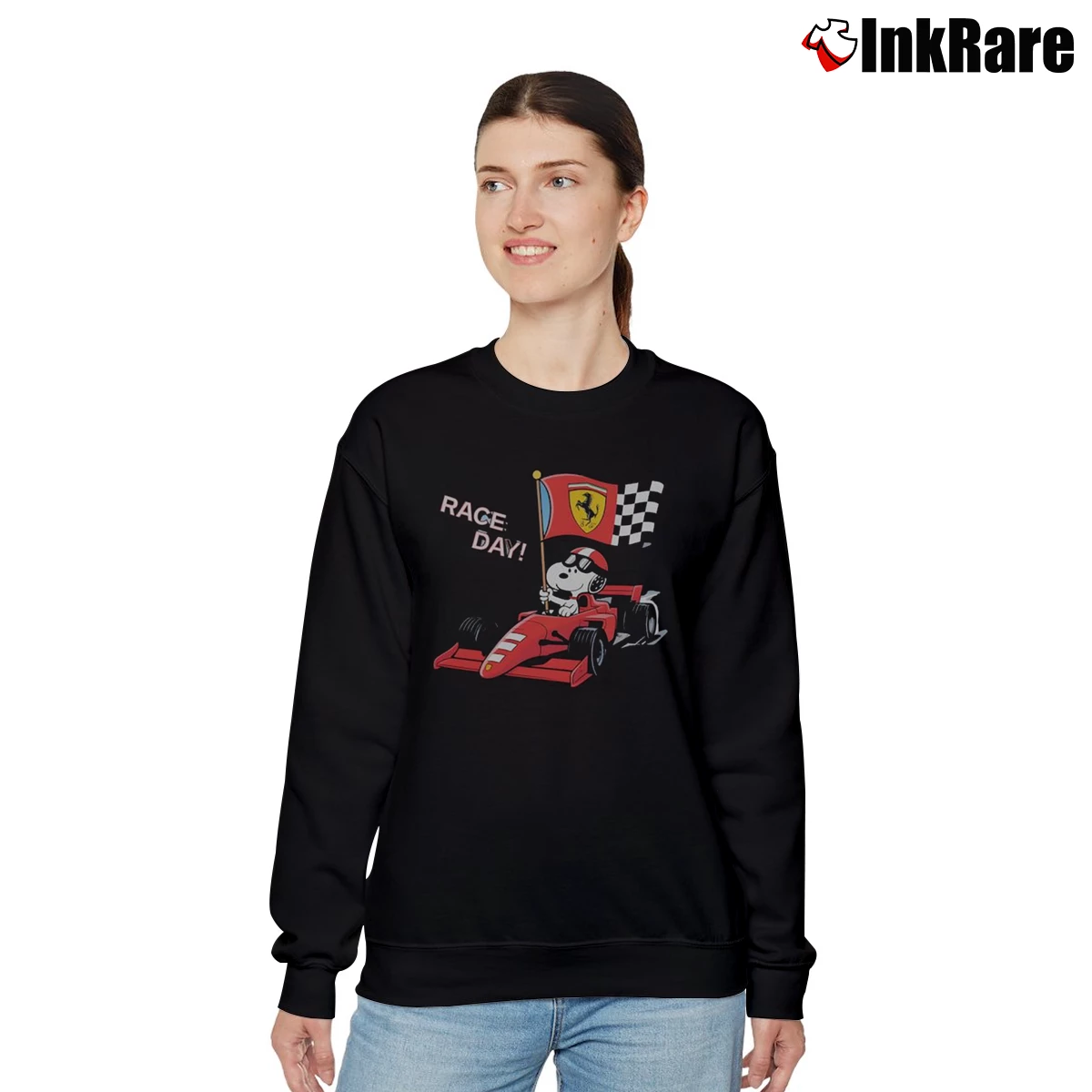 ferrari snoopy f1 race day Women’s Relaxed Sweatshirt in black – Cozy Casual Women’s ferrari snoopy f1 race day Relaxed Sweatshirt in black | Soft, Laid-Back Vibe