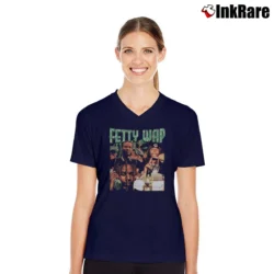 Women’s Fetty Wap Rapper Vintage V-Neck Tee in navy | Chic Neckline, Soft Texture