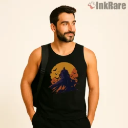 Fiery Moon Knight Batman Shirt on black tank top for men graphic tee