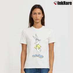 Women’s Fifth Sun Looney Tunes Hip Bugs Bunny Signature T-Shirt in white | Soft, Flattering Fit