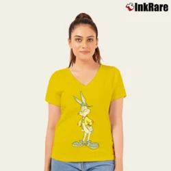 Women’s Fifth Sun Looney Tunes Hip Bugs Bunny V-Neck Tee in yellow | Chic Neckline, Soft Texture