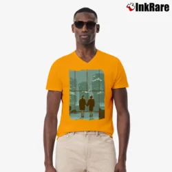 Men’s Fight Club Ending Scene V-Neck Tee in orange | Sharp, Breathable, Everyday Staple