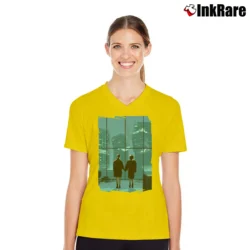 Women’s Fight Club Ending Scene V-Neck Tee in yellow | Chic Neckline, Soft Texture