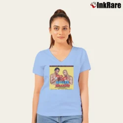 Women’s fight of the century hagler vs hearns boxing legends V-Neck Tee in light blue | Chic Neckline, Soft Texture