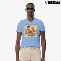 Men’s fight of the century hagler vs hearns boxing legends V-Neck Tee in light blue | Sharp, Breathable, Everyday Staple