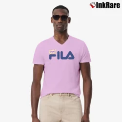 Men’s Fila Rugrats Graphic V-Neck Tee in light pink | Sharp, Breathable, Everyday Staple