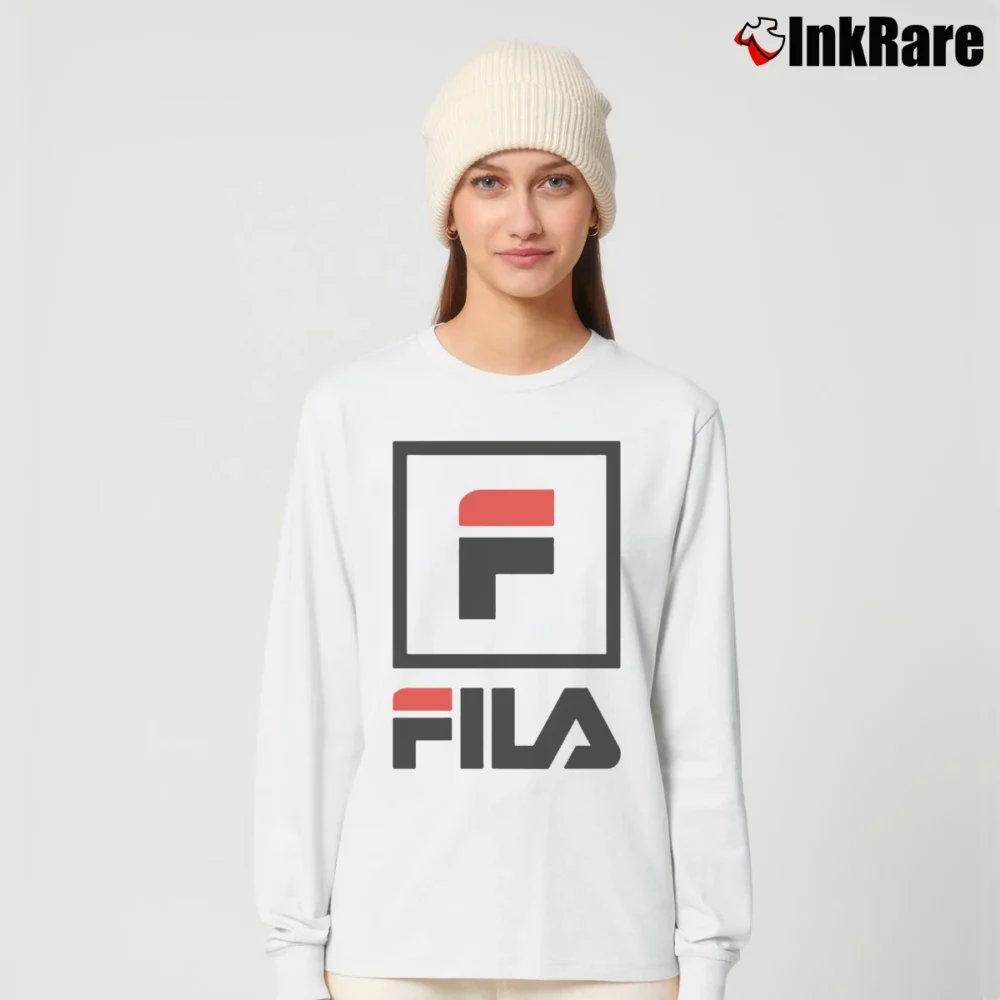 Women’s Fila Stacked Logo Long-Sleeve Top in white | Sleek, Versatile, All-Season