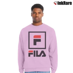 Men’s Fila Stacked Logo Crewneck Sweatshirt in light pink | Cozy Fabric, Clean Style