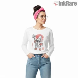 Final Fantasy Black Mage Sumi Ink Japanese Minimal Art Shirt on white long sleeve shirt for women graphic tee