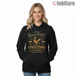 Final Fantasy Chocobo Gysahl Greens Farm Vintage Badge Shirt on black hoodie for women graphic tee