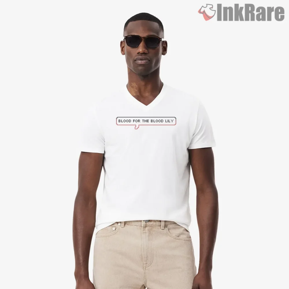 Final Fantasy Dark Mage Quote Blood Lily Minimal Shirt on white v-neck shirt for men graphic tee