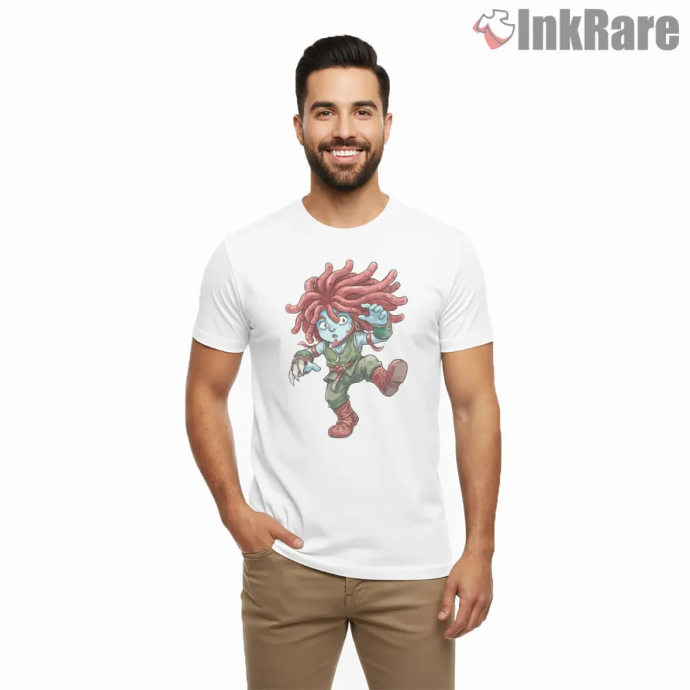 Final Fantasy Ix Amarant Coral Chibi Fighter Dynamic Pose Shirt on white short sleeve shirt for men graphic tee