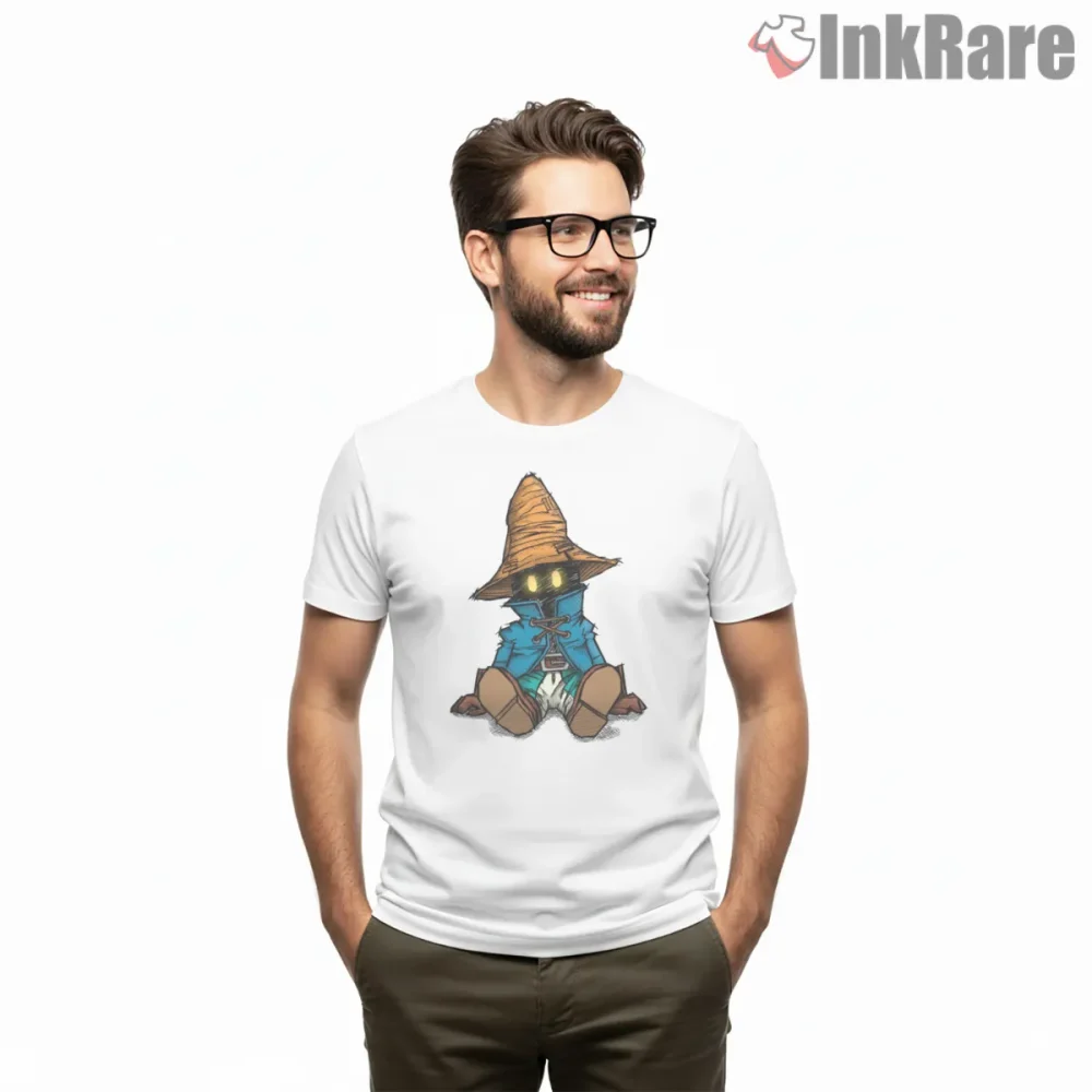 Final Fantasy Ix Vivi Classic Colored Mage Sitting Shirt on white short sleeve shirt for men graphic tee