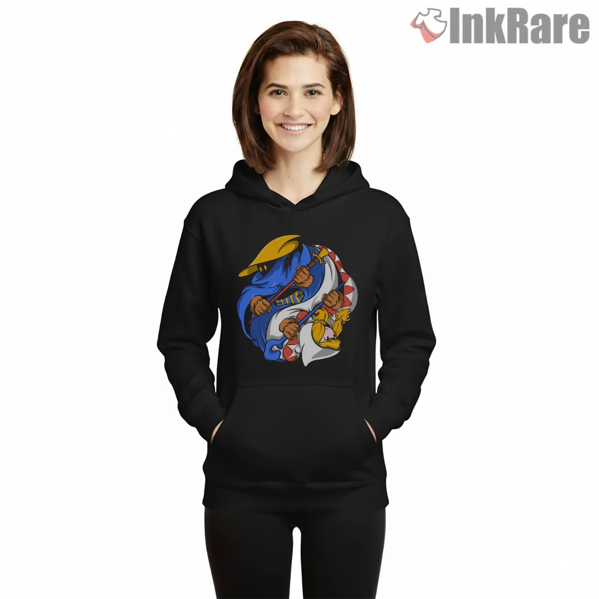 Final Fantasy Mage Balance Elemental Duel Shirt on black hoodie for women graphic tee
