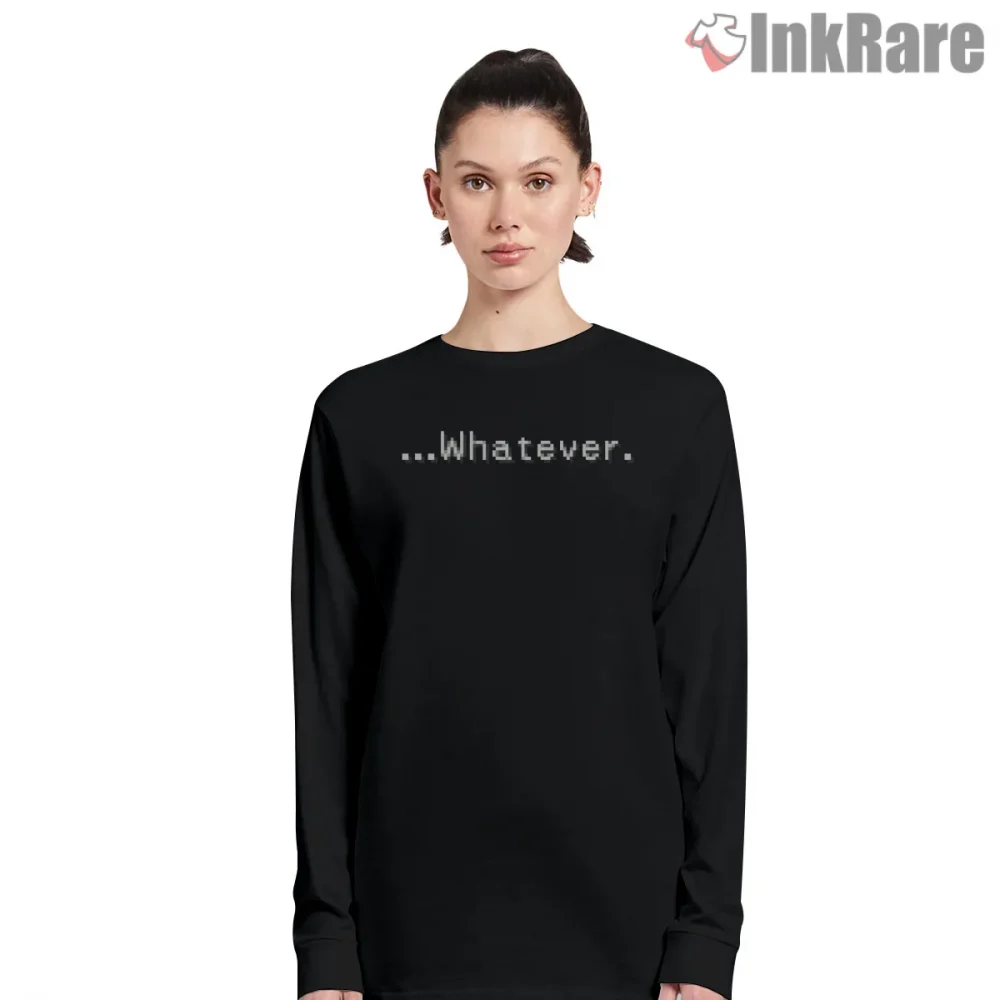 Final Fantasy Pixel Whatever Dialogue Minimal Humor Shirt on black long sleeve shirt for women graphic tee