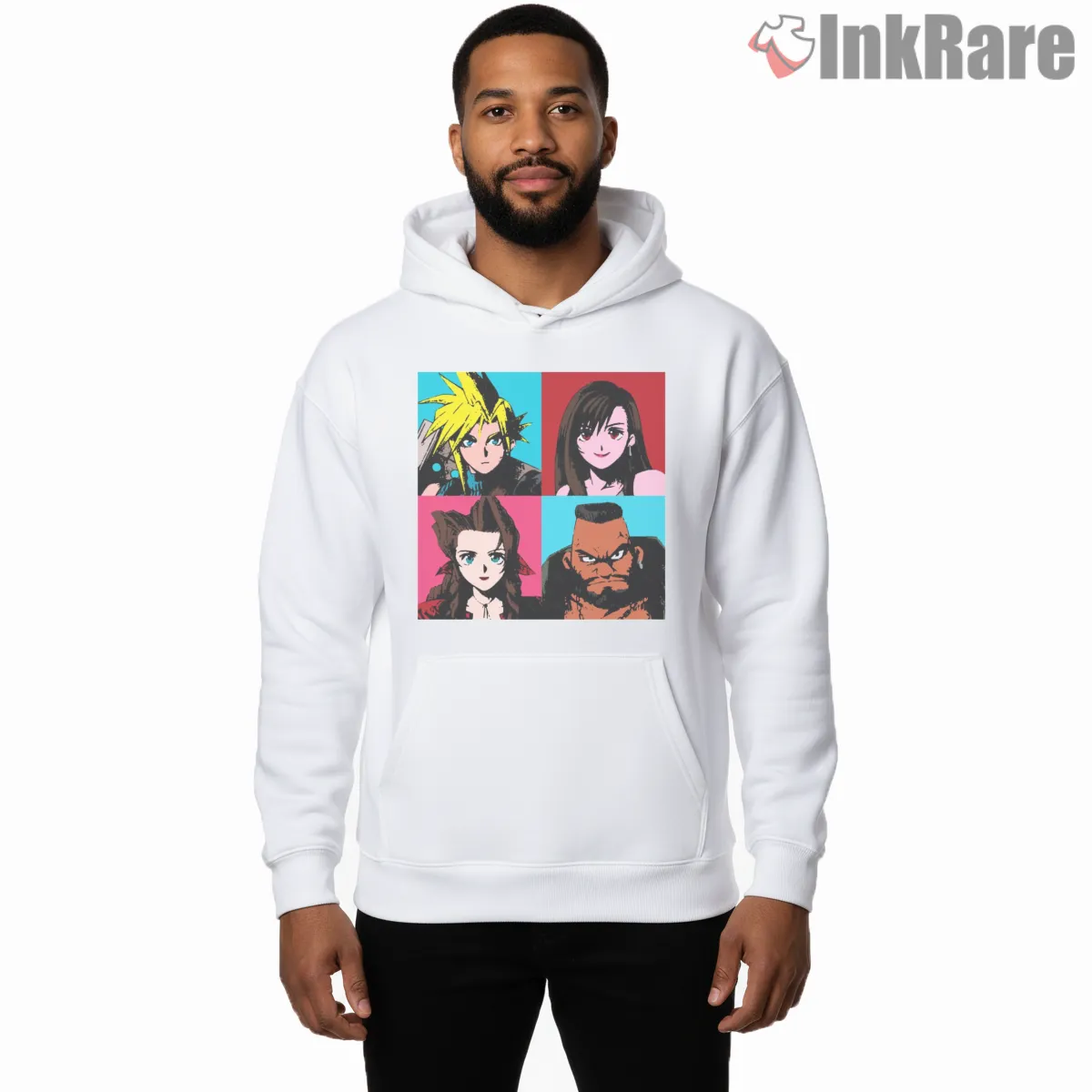 Final Fantasy Pop Art Character Grid Warhol Style Shirt on white hoodie for men graphic tee