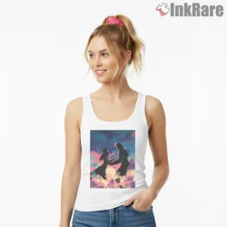 Final Fantasy Romantic Couple Silhouette Dreamscape Shirt on white tank top for women graphic tee