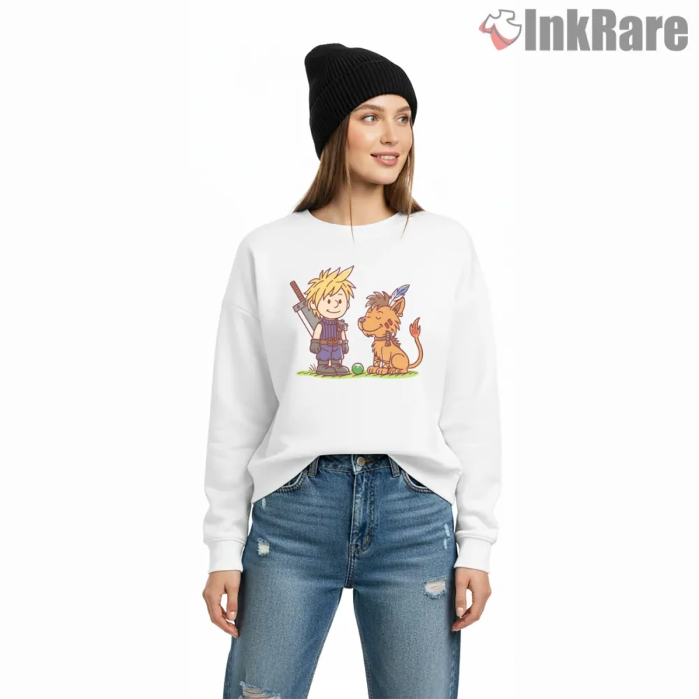 Final Fantasy Vii Cloud And Red Xiii Cute Duo Chibi Shirt on graphic shirt for women graphic tee