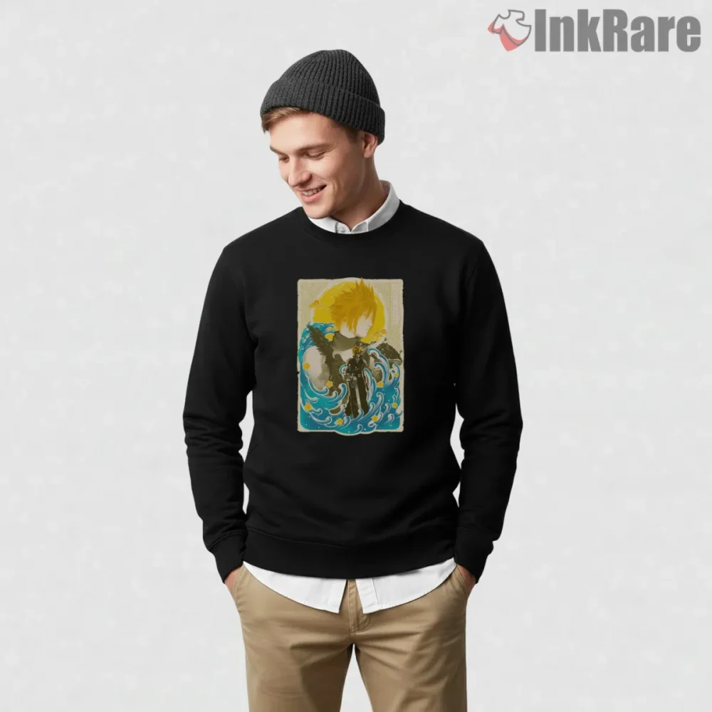 Final Fantasy Vii Cloud Great Wave Ukiyoe Crossover Shirt on graphic shirt for men graphic tee