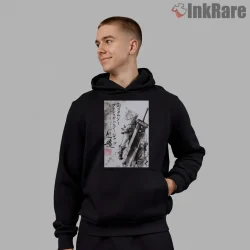 Final Fantasy Vii Cloud Strife Sumi Ink Brush Art Shirt on black hoodie for men graphic tee