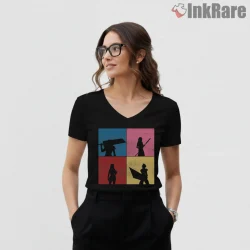 Final Fantasy Vii Crossed Heroes Pop Art Panel Shirt on black v-neck shirt for women graphic tee