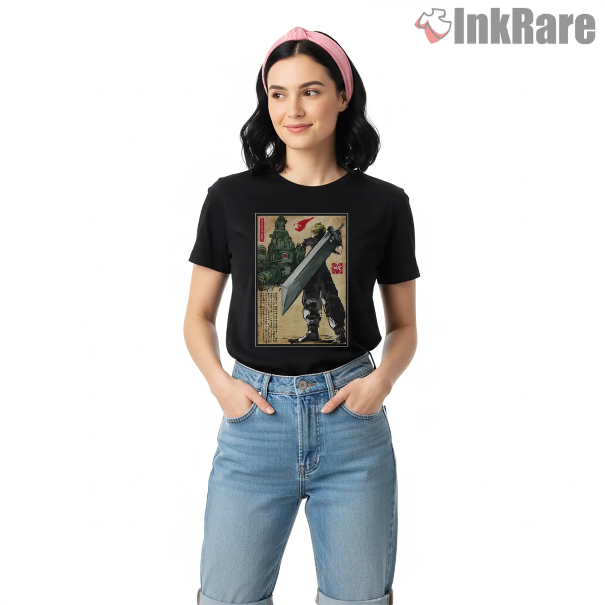 Final Fantasy Vii Midgar Welcome Back Vintage Travel Poster Shirt on black short sleeve shirt for women graphic tee