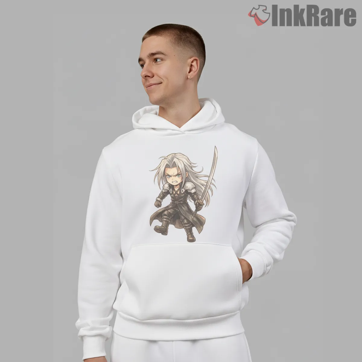 Final Fantasy Vii Sephiroth Chibi Sword Battle Hero Shirt on white hoodie for men graphic tee