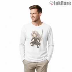 Final Fantasy Vii Sephiroth Chibi Sword Battle Hero Shirt on white long sleeve shirt for men graphic tee
