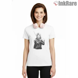 Final Fantasy Vii Sephiroth Detailed Line Art Portrait Shirt on white short sleeve shirt for women graphic tee
