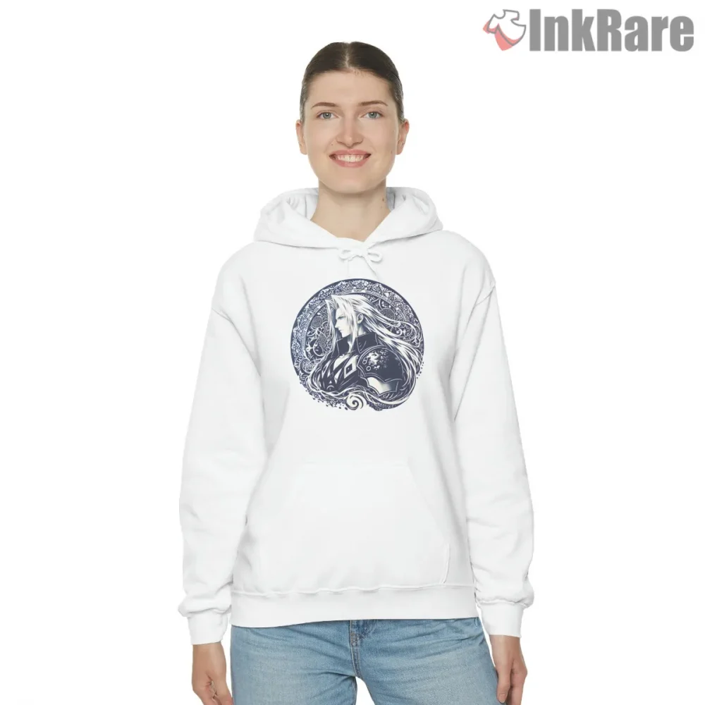 Final Fantasy Vii Sephiroth Mandala Ornamental Art Portrait Shirt on white hoodie for women graphic tee