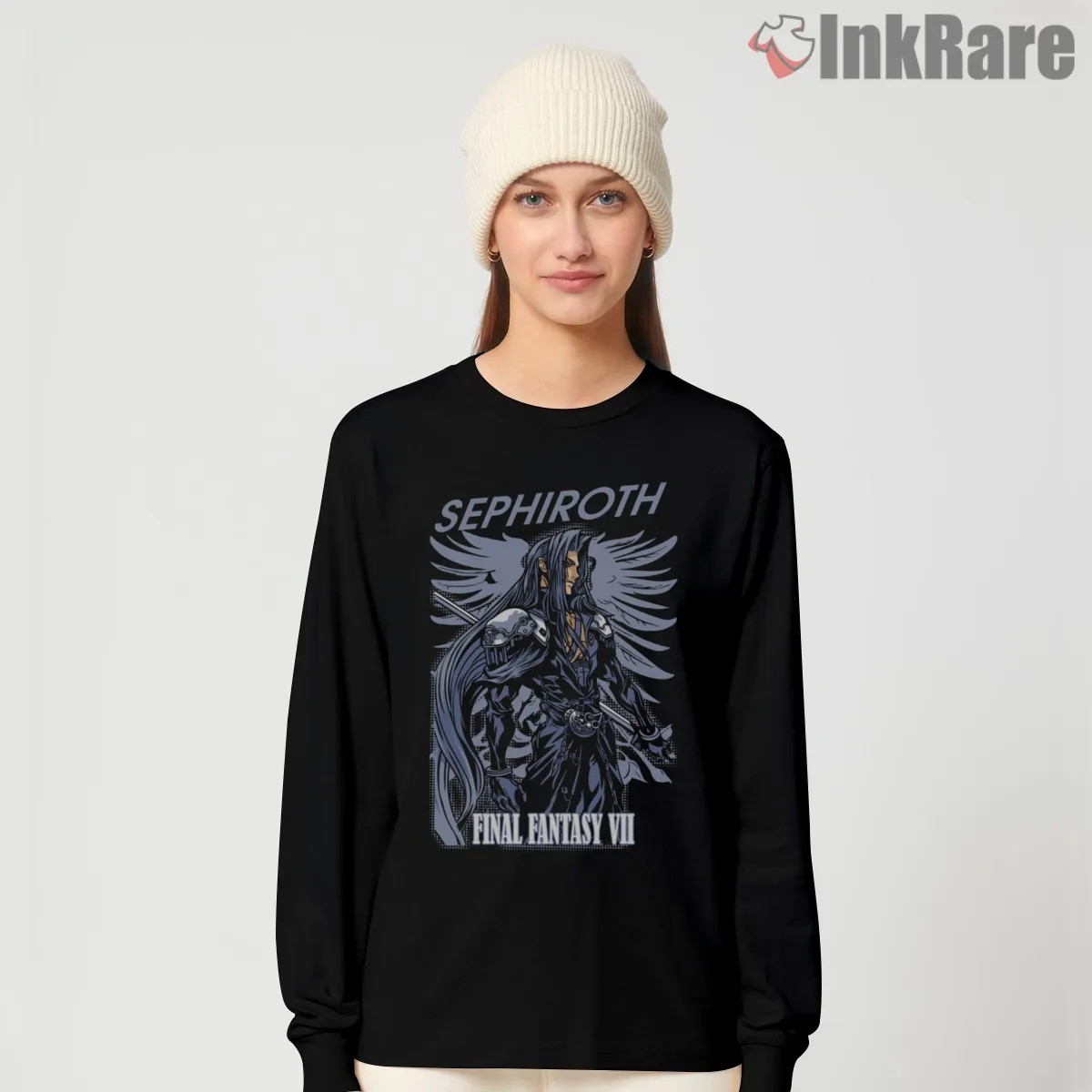 Final Fantasy Vii Sephiroth Winged Dark Emblem Shirt on black long sleeve shirt for women graphic tee