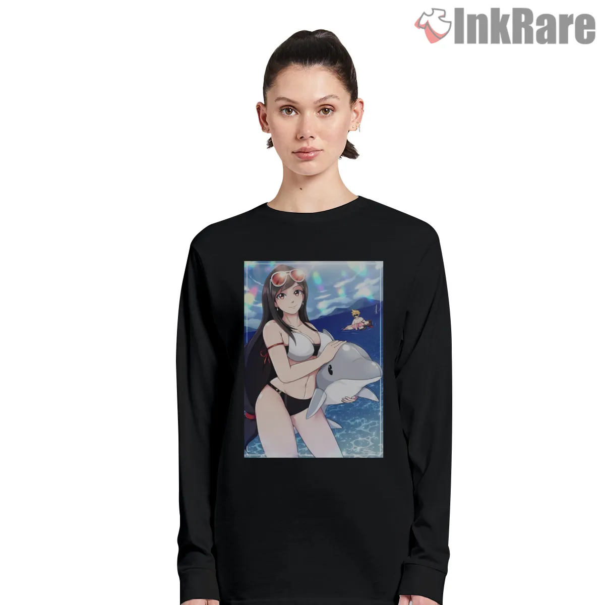 Final Fantasy Vii Tifa Beach Summer Anime Style Shirt on black long sleeve shirt for women graphic tee