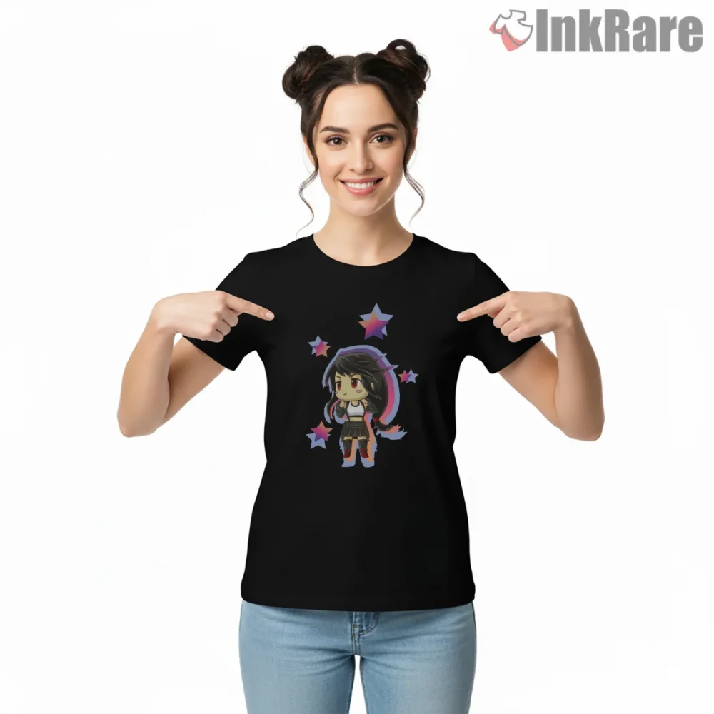 Final Fantasy Vii Tifa Chibi Starry Cute Style Shirt on black short sleeve shirt for women graphic tee