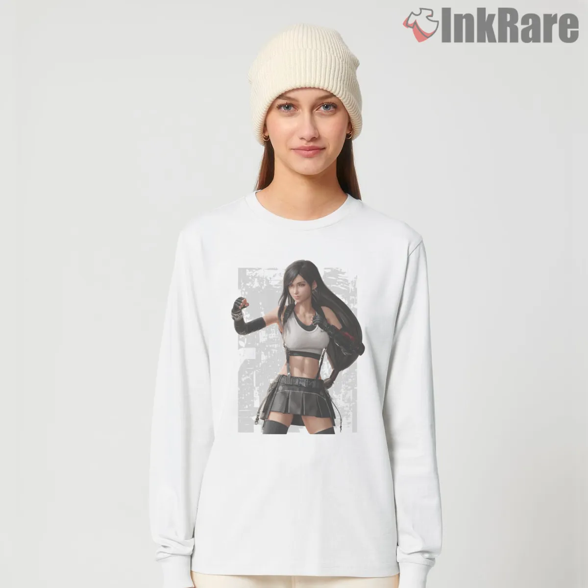 Final Fantasy Vii Tifa Lockhart Action Fighter Portrait Long Sleeve White Final Fantasy Vii Tifa Lockhart Action Fighter Portrait Shirt on white long sleeve shirt for women graphic tee