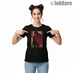 Final Fantasy Vii Vincent Valentine Vintage Warning Poster Shirt on black short sleeve shirt for women graphic tee