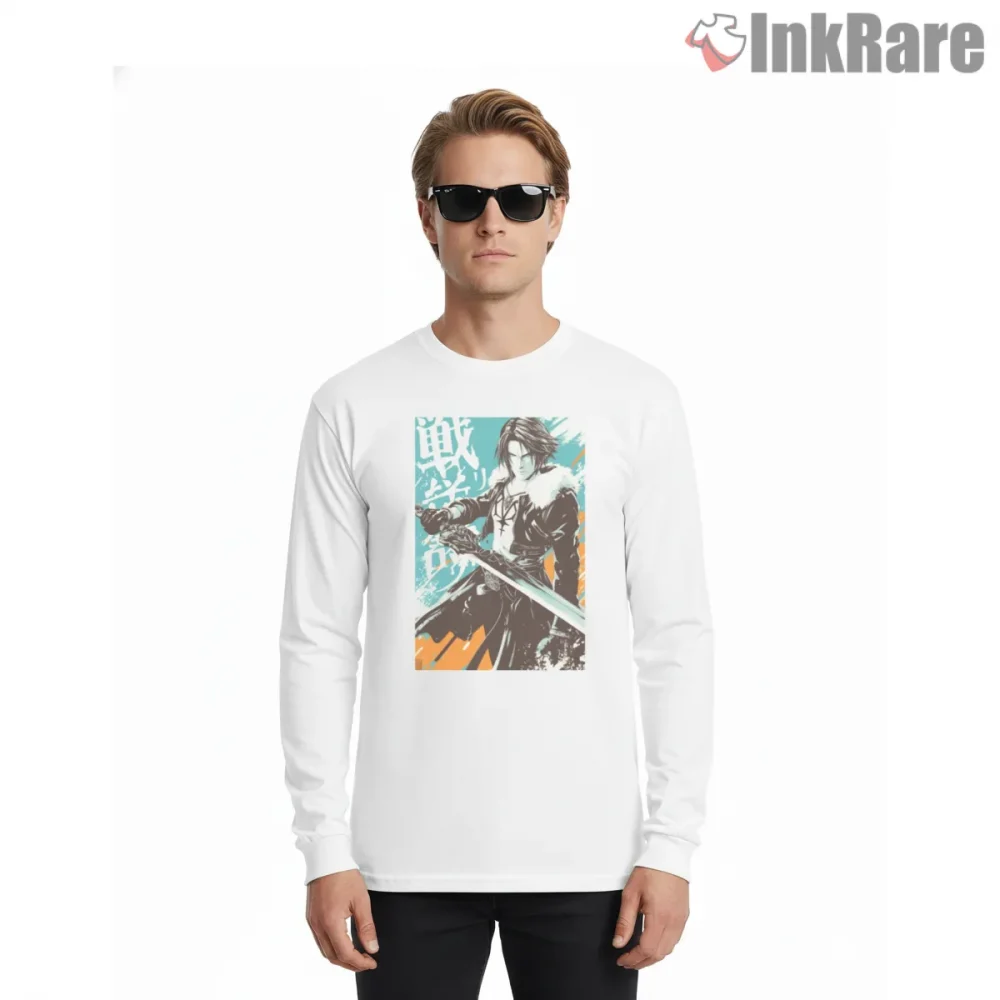 Final Fantasy Viii Squall Leonhart Grunge Poster Hero Shirt on white long sleeve shirt for men graphic tee